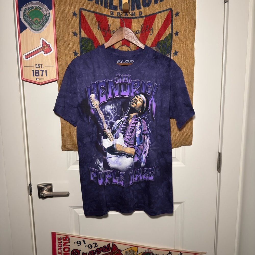 Y2K LIQUID BLUE Purple tie-dye Jimi Hendrix Purple Haze Graphic T-Shirt (M)